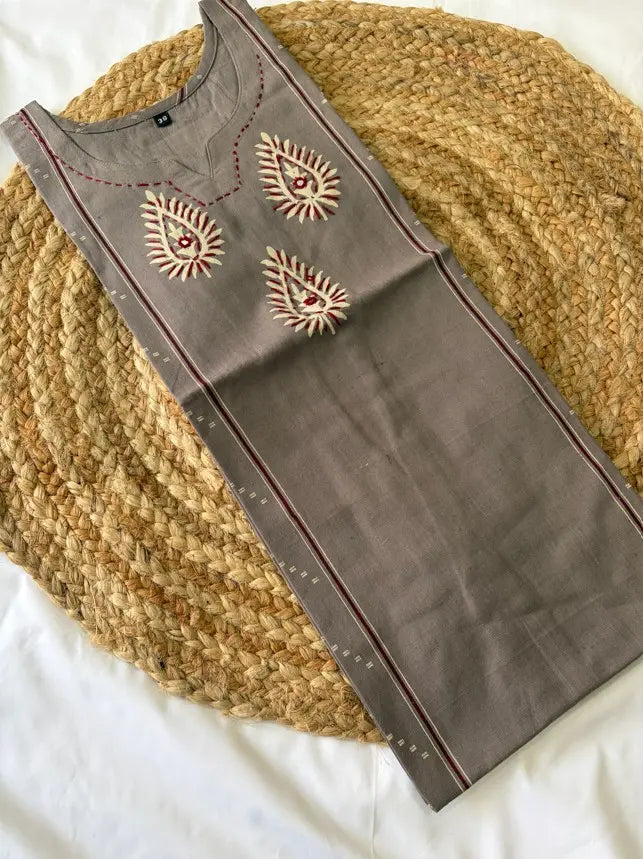 Cotton Handblock Kurti (Grey)
