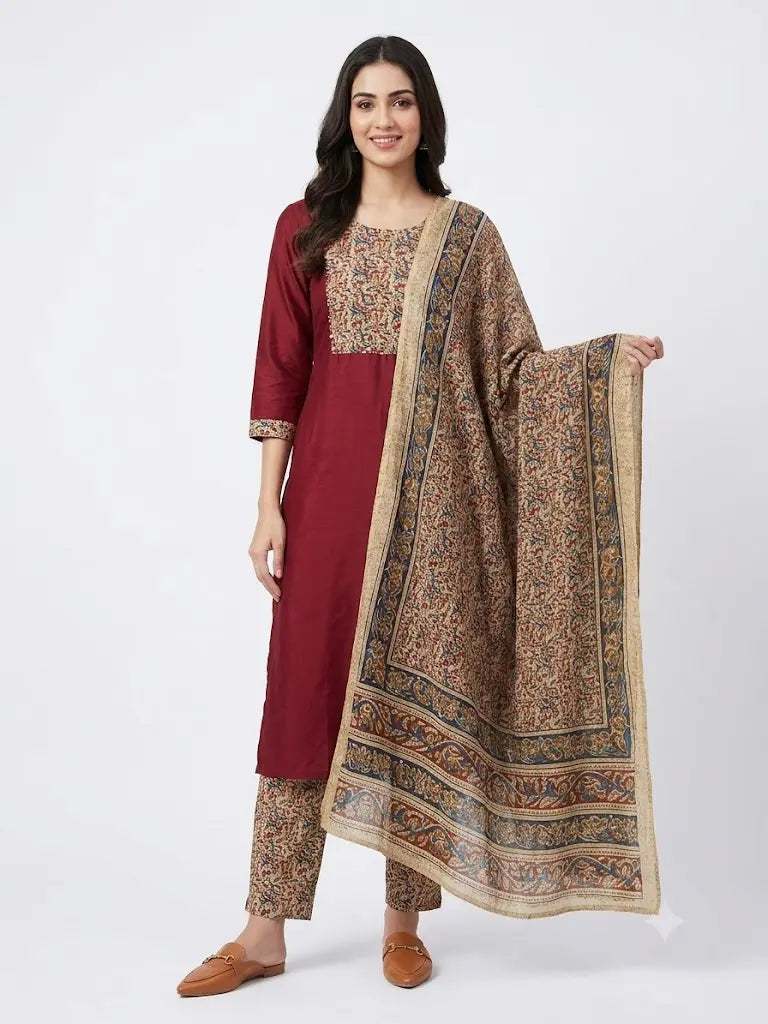 Dhabu cotton with patch work,Kurta pant set