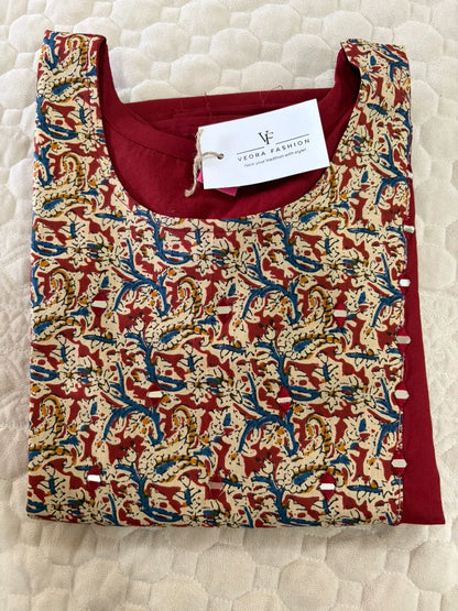 Dhabu cotton with patch work,Kurta pant set