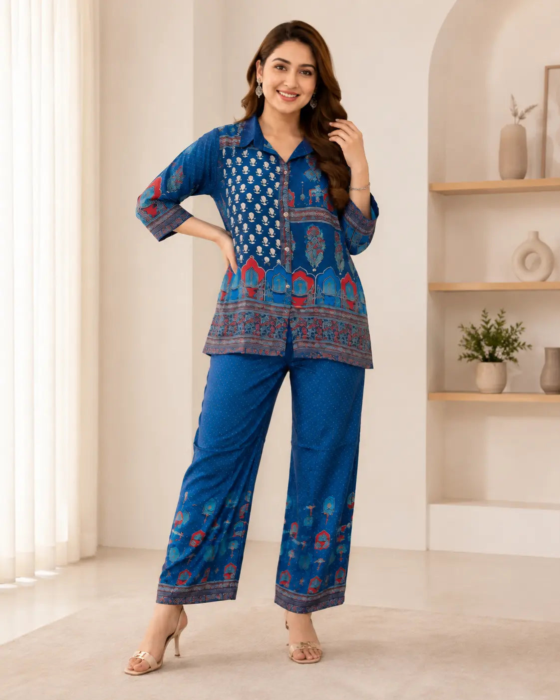 Ajrakh Elegance: Premium Natural Crepe Co-ord Set