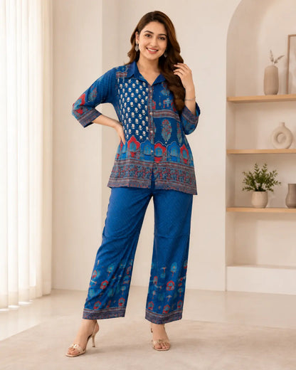 Ajrakh Elegance: Premium Natural Crepe Co-ord Set