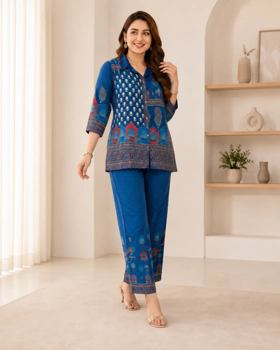 Ajrakh Elegance: Premium Natural Crepe Co-ord Set