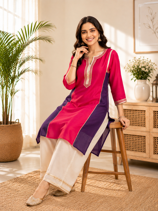 Festive Glow Mul Chanderi Set
