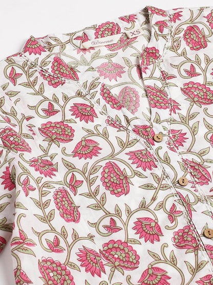 White Floral Printed Anarkali Kurta Palazoo Sets