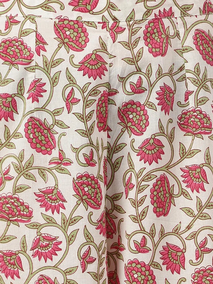 White Floral Printed Anarkali Kurta Palazoo Sets