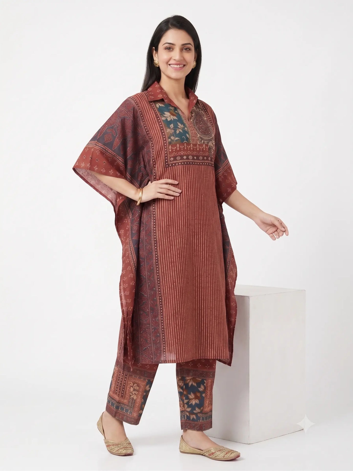 Elegant Gajji Silk Kaftan Co-ord
