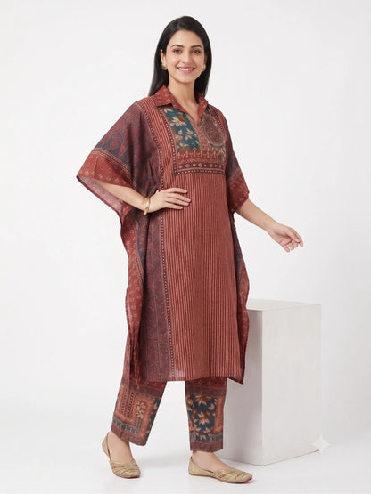 Elegant Gajji Silk Kaftan Co-ord