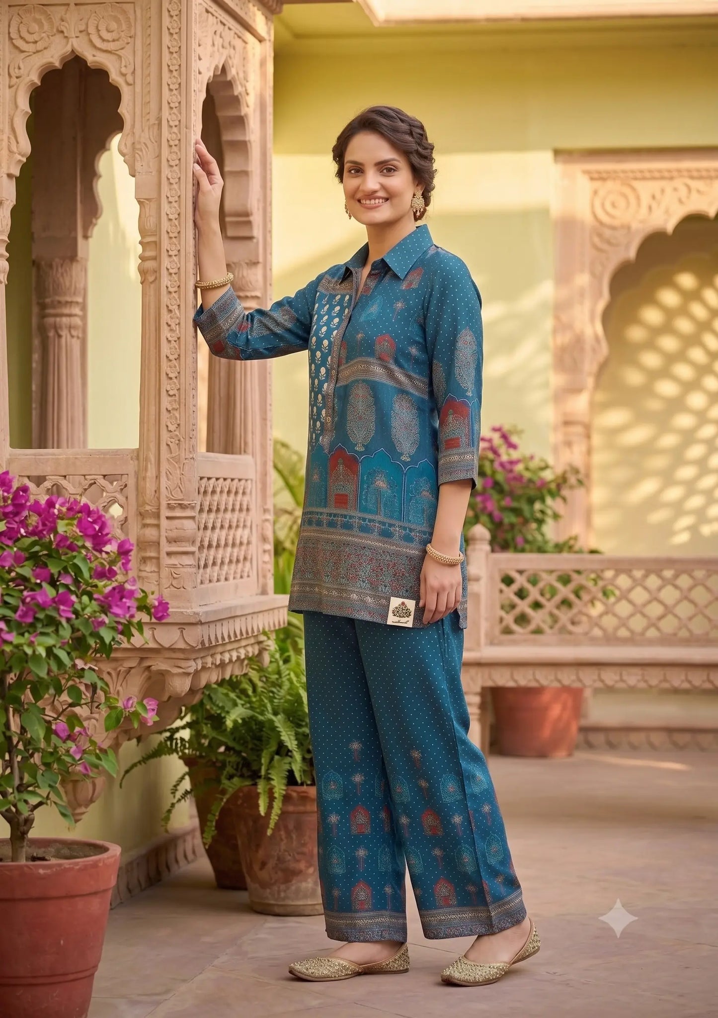 Ajrakh Elegance: Premium Natural Crepe Co-ord Set