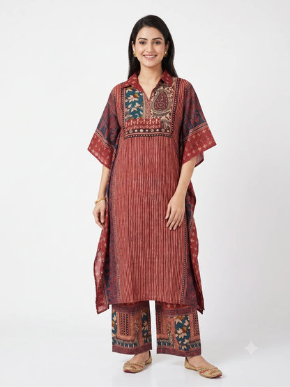 Elegant Gajji Silk Kaftan Co-ord