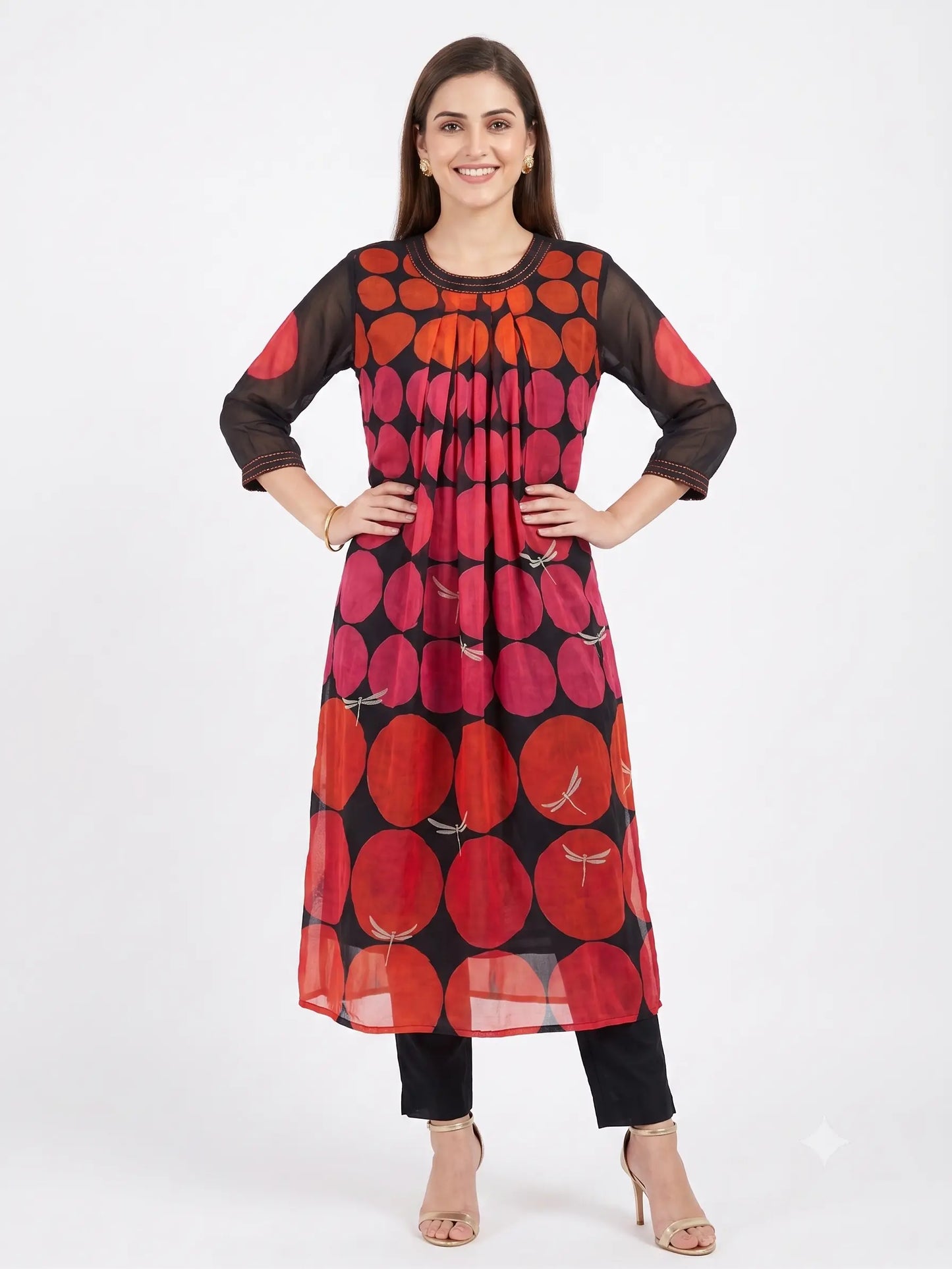 Black Multicolour Mul Cotton Co-ord Set