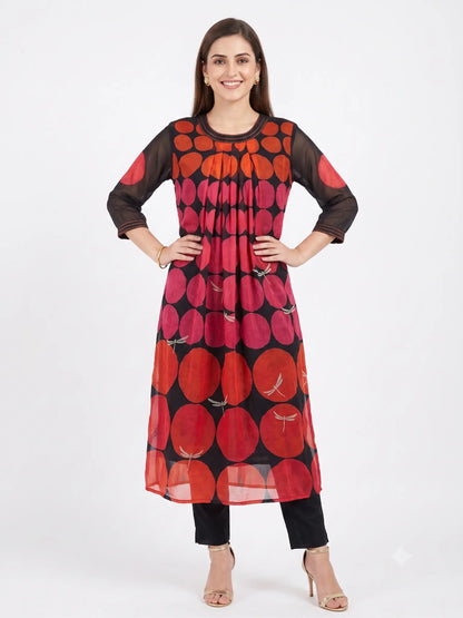 Black Multicolour Mul Cotton Co-ord Set