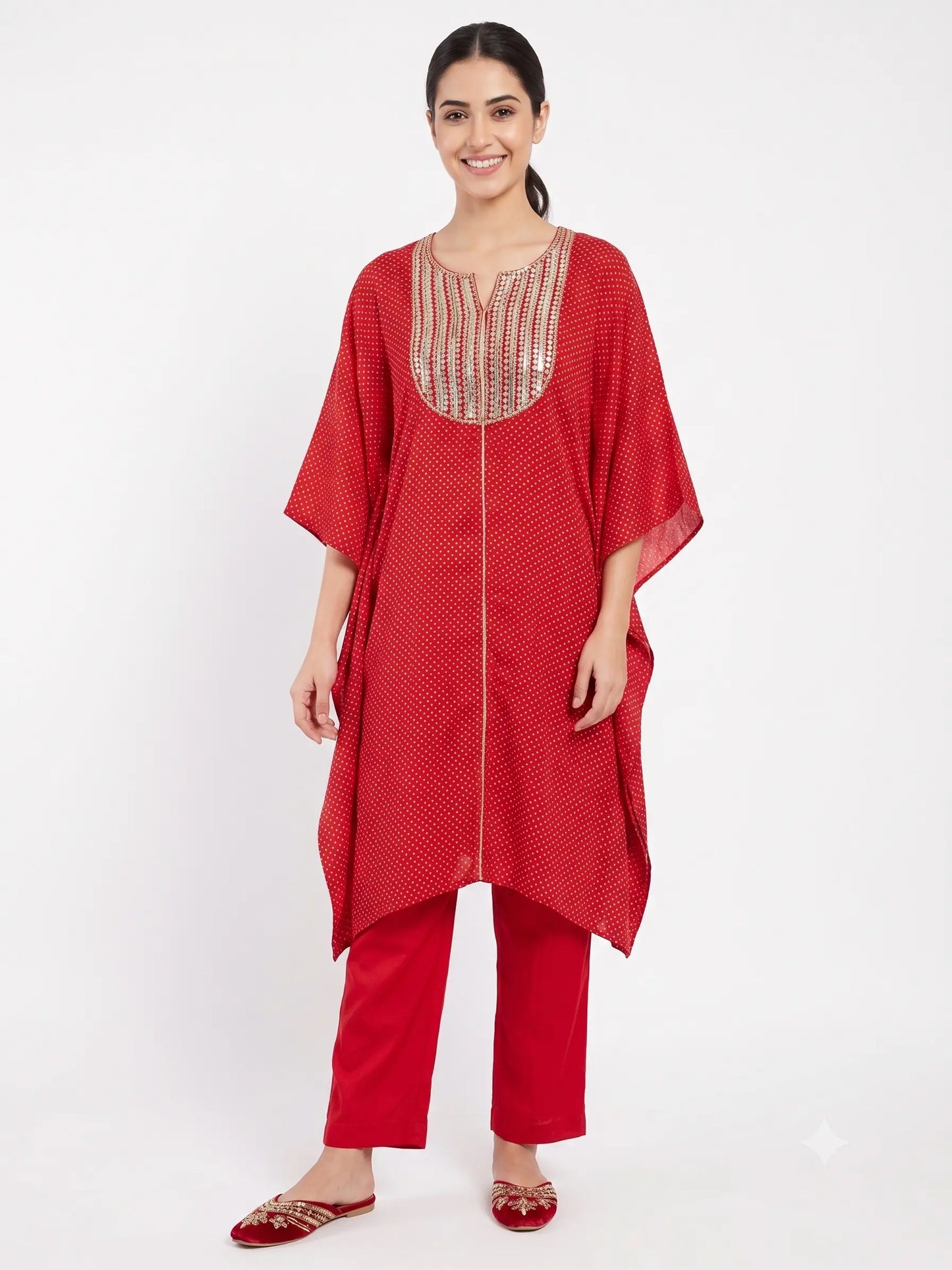 Royal Bandhej Chiffon Kaftan