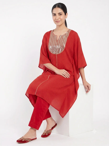 Royal Bandhej Chiffon Kaftan