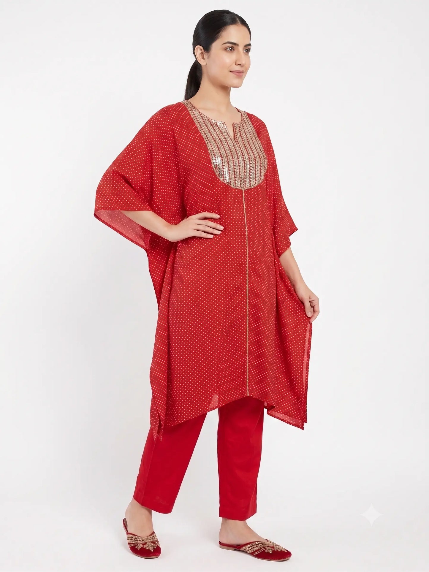 Royal Bandhej Chiffon Kaftan
