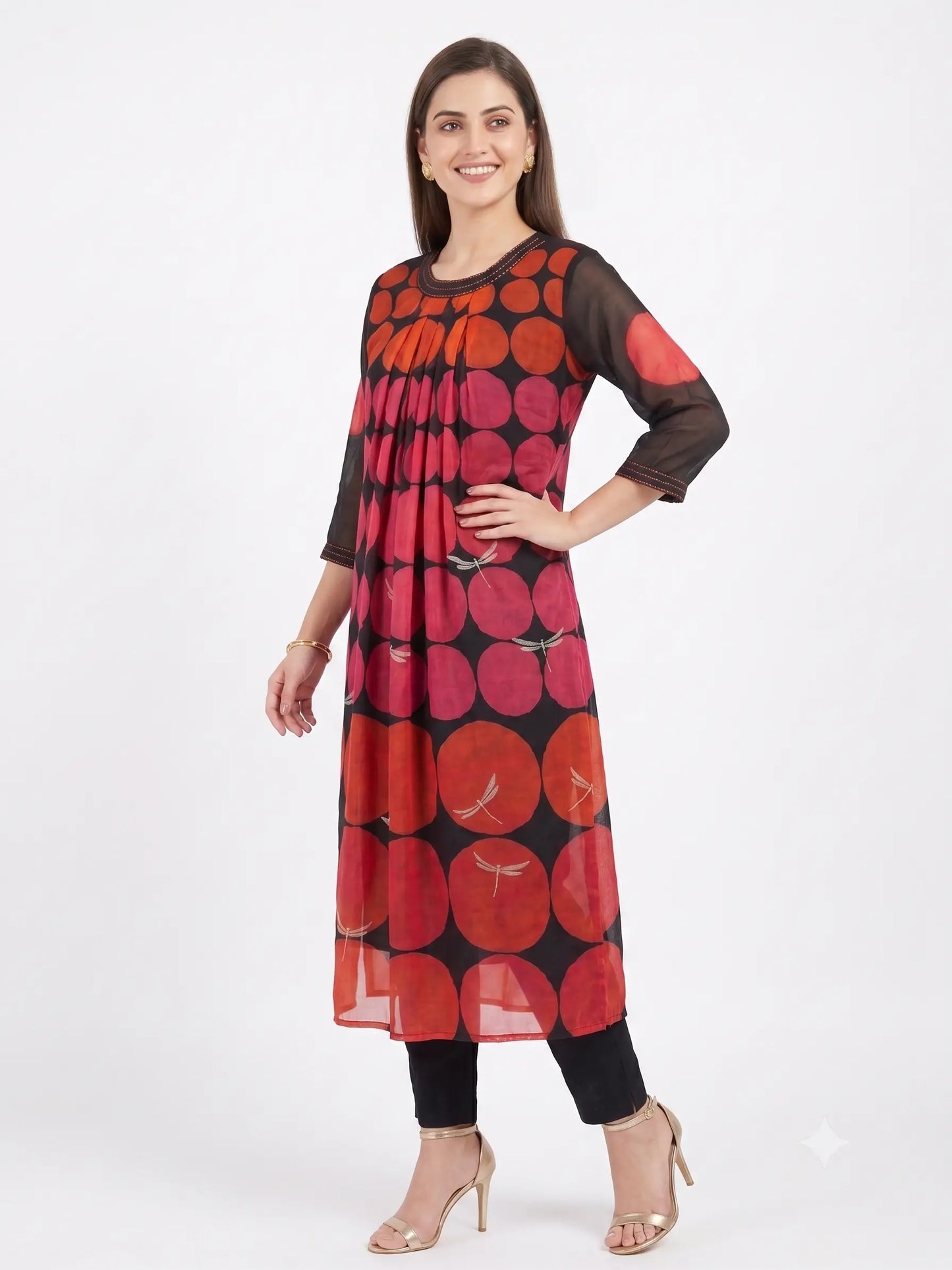 Black Multicolour Mul Cotton Co-ord Set