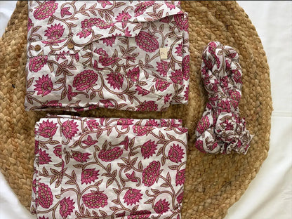 White Floral Printed Anarkali Kurta Palazoo Sets