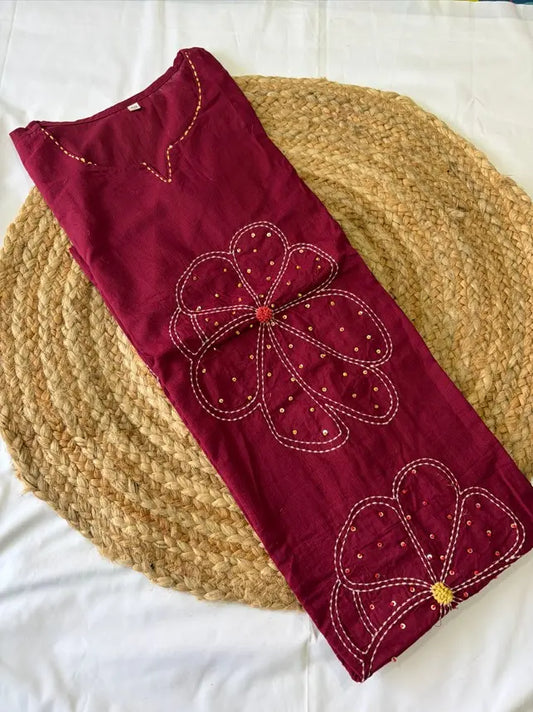 Maroon Cotton Silli embriodery set