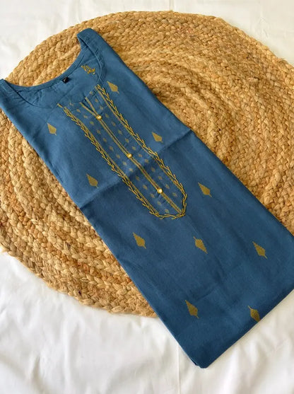 Cotton handloom handwork Kurti (Blue)