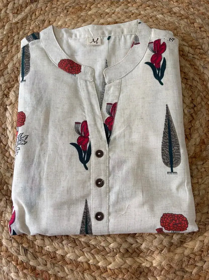 Women's Off White Regular A-Line Calf Long Kurta