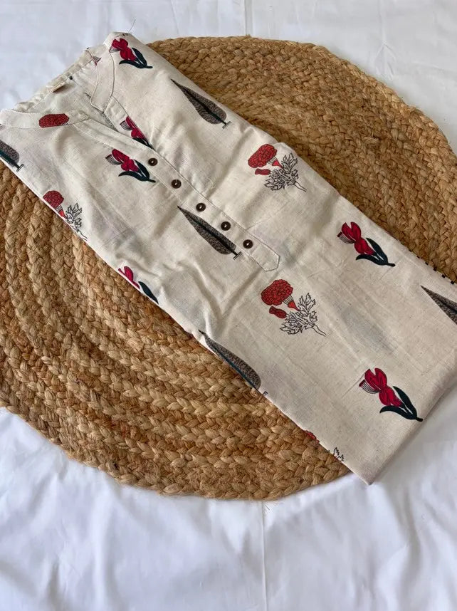 Women's Off White Regular A-Line Calf Long Kurta