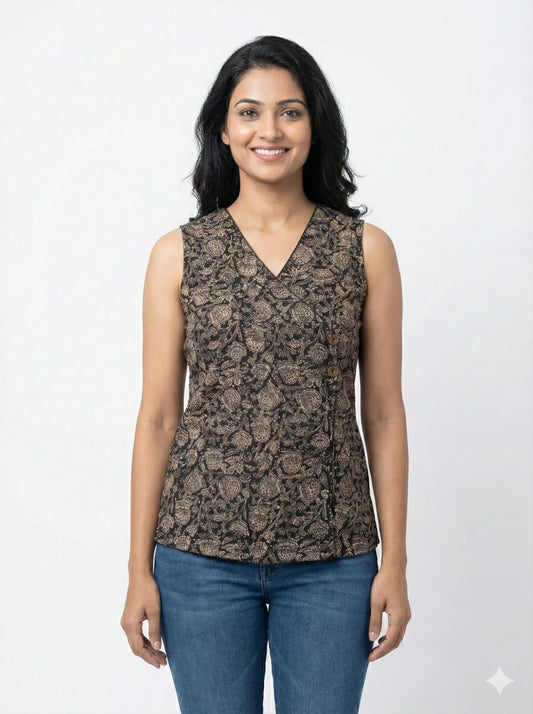 Kalamkari Short Kurti (Black)