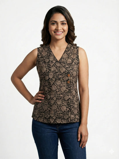 Kalamkari Short Kurti (Black)