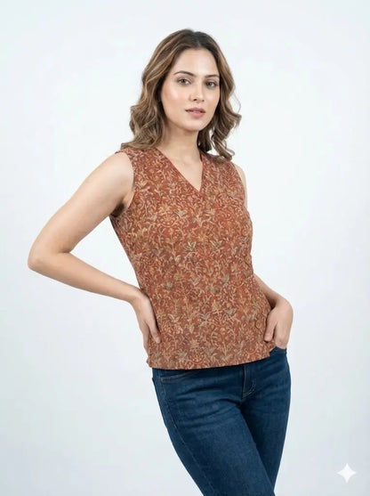 Kalamkari Short Kurti (Red)