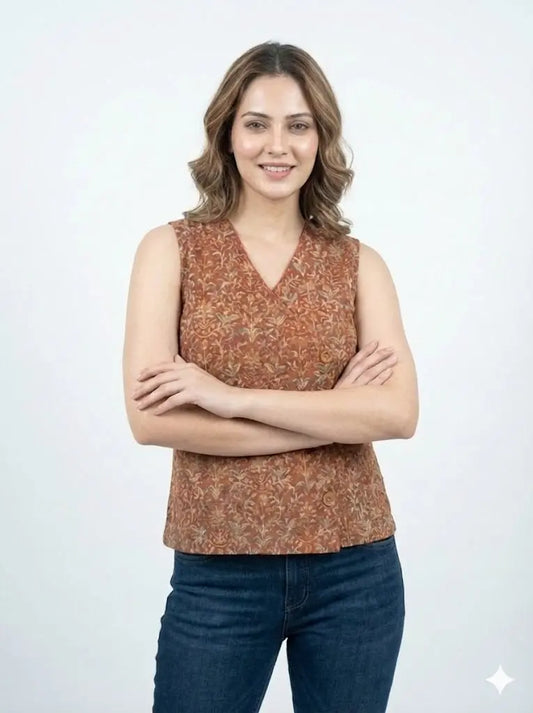 Kalamkari Short Kurti (Red)