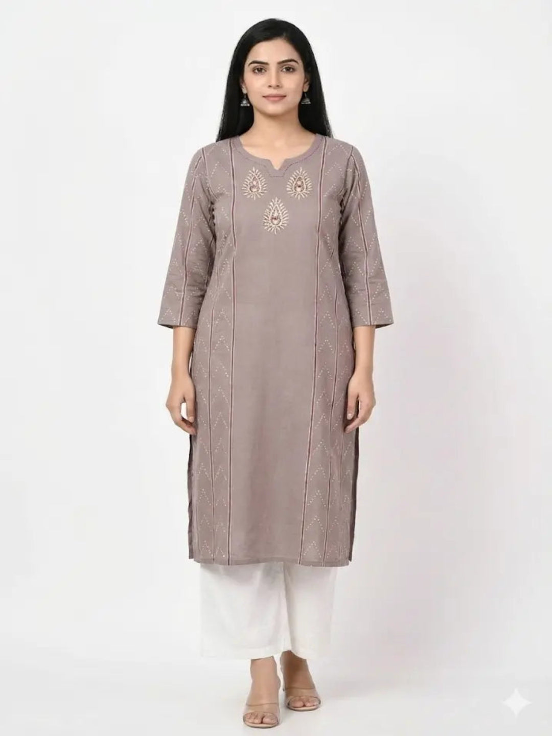 Cotton Handblock Kurti (Grey)
