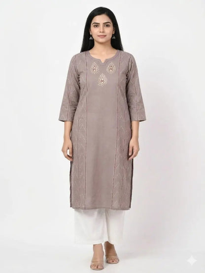 Cotton Handblock Kurti (Grey)