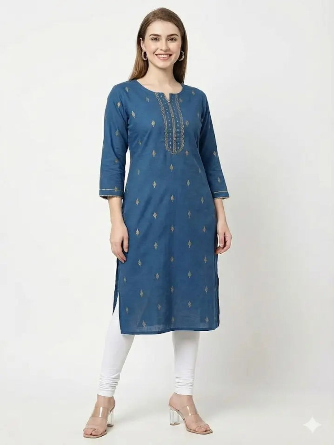 Cotton handloom handwork Kurti (Blue)